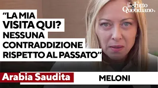 Meloni in Arabia Saudita respinge le accuse: &quot;Io incoerente? Nessuna contraddizione&quot;