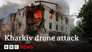 Biggest drone strike hits Ukraine&#39;s second city Kharkiv | BBC News
