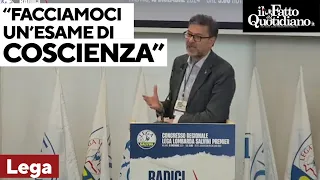 Giorgetti al congresso della Lega: &quot;Facciamoci un&#39;esame di coscienza. Chi siamo, che cosa vogliamo?&quot;