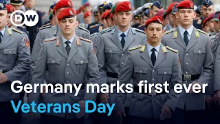 Germany observes first nationwide Veterans Day amid peace protest | DW News