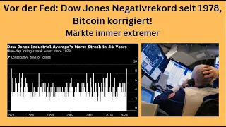 BITCOIN Vor der Fed: Dow Jones Negativrekord seit 1978, Bitcoin korrigiert! Videoausblick