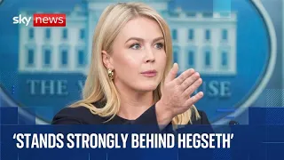 White House news briefing as President Trump faces IMF growth downgrade and pressure over Hegseth