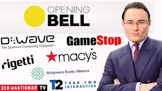 GAMESTOP CORP. Opening Bell: Take-Two, Gamestop, GM, Alphabet, Rigetti, D-Wave, Apple, Walgreens, Alaska Air &amp; Co.