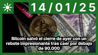 BITCOIN Bitcoin salvó el cierre de ayer con un rebote impresionante tras caer por debajo de 90.000