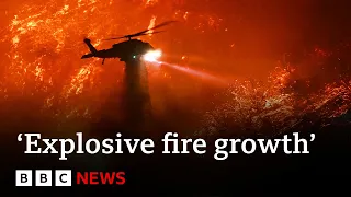 NEAR Los Angeles braces for ‘explosive fire growth’ as high winds near | BBC News