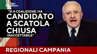 De Luca: “Si a coalizione, ma candidato a scatola chiusa? Inaccettabile. Non vedo nomi adeguati&quot;.