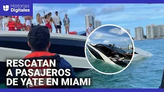 Rescatan a 32 pasajeros de un yate de lujo que se hundió en Miami Beach
