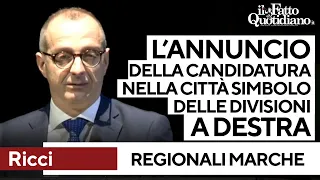 Ricci si candida alle regionali nelle Marche dalla città simbolo delle fratture della destra