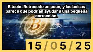BITCOIN Bitcoin. Retrocede un poco, y las bolsas parece que podrían ayudar a una pequeña corrección.