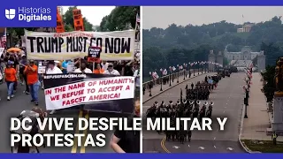 Washington DC dividido entre un desfile militar y protestas en contra de las políticas de Trump