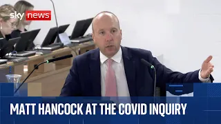 HANCOCK HOLDING CO. Former health secretary Matt Hancock gives evidence at COVID Inquiry