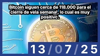 BITCOIN Bitcoin siguen cerca de 118.000 para el cierre de vela semanal, lo cual es muy positivo.
