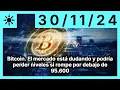 Bitcoin. El mercado está dudando y podría perder niveles si rompe por debajo de 95.600