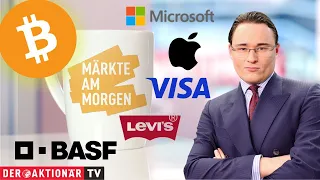 BITCOIN Märkte am Morgen: Bitcoin auf Rekordjagd - BASF, Apple, Microsoft, Levi Strauss, Visa