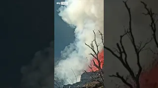 Lava bubbles as volcano erupts in Hawaii