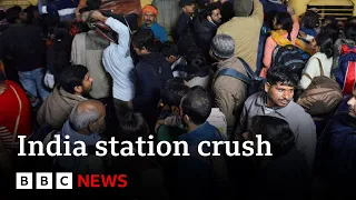 Eighteen killed in New Delhi station crush | BBC News