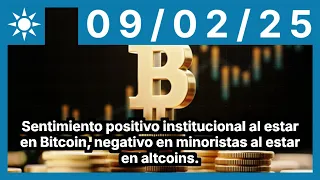 BITCOIN Sentimiento positivo institucional al estar en Bitcoin, negativo en minoristas al estar en altcoins.