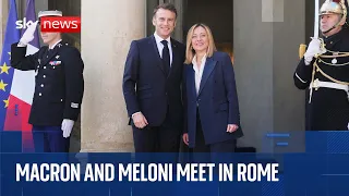 ROME RESOURCES ORD 0.1P Italy&#39;s Prime Minister Giorgia Meloni meets French President Emmanuel Macron in Rome