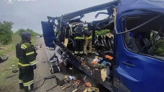 Russian drone strike on passenger bus kills nine in northeastern Ukraine