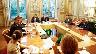 Emmanuel Macron meets IAEA chief Rafael Grossi at the Elysee Palace after returning from NATO summit