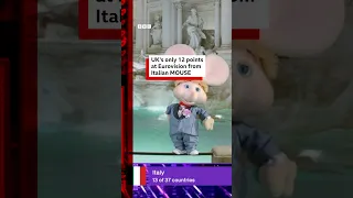 An Italian mouse awards the UK 12 Eurovision points. #Eurovision #BBCNews