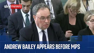Bank of England governor Andrew Bailey appears before MPs