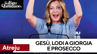 Il videoblob degli interventi dei big ad Atreju: tra prosecco, Gesù e lodi a Meloni