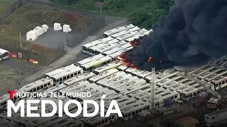 Miles de autos (la mayoría nuevos) se queman en dos incendios separados | Noticias Telemundo