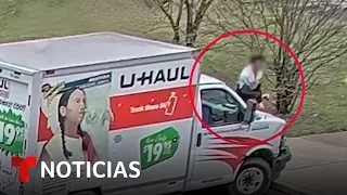 El video de un presunto ladrón intentando arrollar al empleado que lo confrontó | Noticias Telemundo