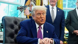 Donald Trump holds news conference in Oval Office