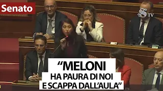 La deputata M5s: &quot;Meloni ha paura di noi, quando parliamo esce dall&#39;Aula. Non faccia la bulla&quot;