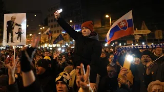 Thousands protest against Slovakian PM Fico over meeting with Putin and pro-Moscow stance