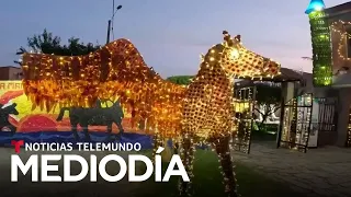 Planeta Tierra: En Colombia encendieron un árbol de Navidad creado con material reciclado