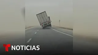 En video: El tiempo severo causa estragos cómo este, cuando el viento volteó a un inmenso camión