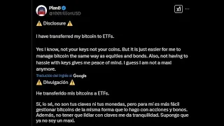 BITCOIN Nuestro analista de referencia en #Btc #PlanB transfirió su #Bitcoin a #ETF 👉 Cambio radical