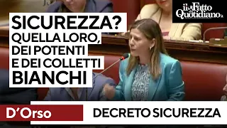 D&#39;Orso: &quot;Sicurezza? Sì quella loro, dei colletti bianchi e dei loro sodali&quot;
