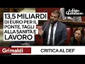 DEF - "13,5 miliardi per il Ponte sullo stretto e niente per sanità e lavoro", Grimaldi smonta il Def