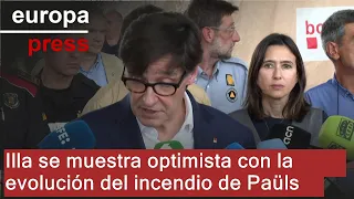 ILLA Illa se muestra optimista con la evolución del incendio de Tarragona pero pide prudencia