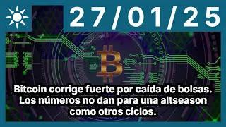 BITCOIN Bitcoin corrige fuerte por caída de bolsas. Los números no dan para una altseason como otros ciclos.