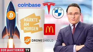 BITCOIN Märkte am Morgen: Bitcoin, Coinbase, BMW, Tesla, McDonald&#39;s, Droneshield