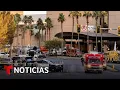 Investigan la explosión de una camioneta Tesla frente al hotel de Trump | Noticias Telemundo