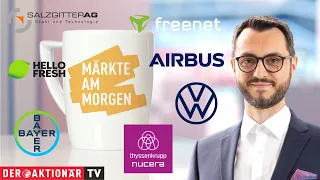 THYSSENKRUPP NUCERA O.N. Märkte am Morgen: Stahl, Volkswagen, Bayer, Orion, Freenet, Thyssenkrupp Nucera, Airbus, HelloFresh