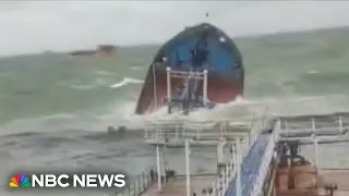 STRONG Russian oil tankers split in two by strong storms in the Black Sea