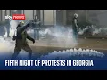 Protesters demonstrate outside Georgian parliament in Tbilisi for a fifth night