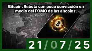 BITCOIN Bitcoin. Rebota con poca convicción en medio del FOMO de las altcoins.