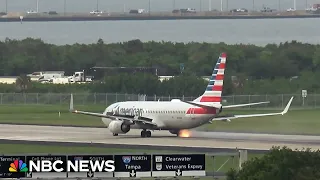 AMERICAN AIRLINES GRP Watch: Tire bursts on American Airlines jet as it prepares to take off