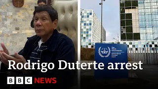 Rodrigo Duterte, former Philippines president, en route to The Hague after arrest warrant | BBC News