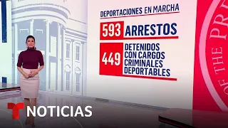 DIA ICE confirma que hizo casi 600 arrestos en un solo día | Noticias Telemundo