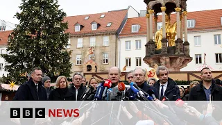 THE MARKET LIMITED Germany&#39;s Chancellor Olaf Scholz speaks to crowds after Magdeburg Christmas market attack | BBC News