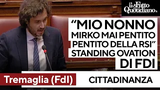 Tremaglia (Fdi): &quot;Mio nonno Mirko mai pentito della Rsi&quot;. Standing ovation di FdI. Protesta Avs